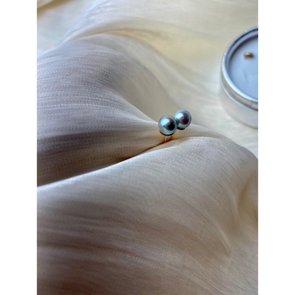 14K filled Japanese akoya blue pearl earrings